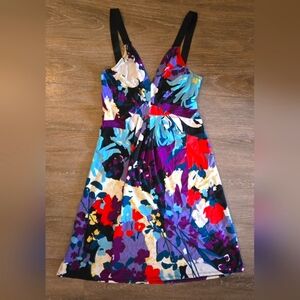 Multicolour Floral Sleeveless Midi A-Line Dress